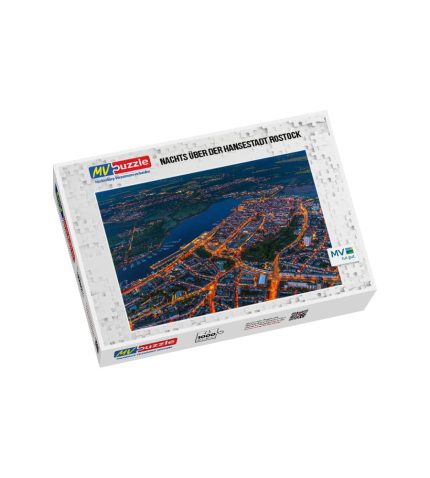 Puzzle Nachts über der Hansestadt Rostock