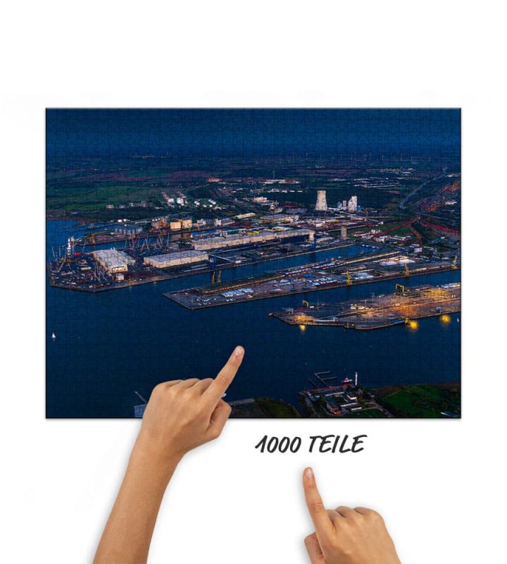 Puzzle Seehafen Rostock von oben
